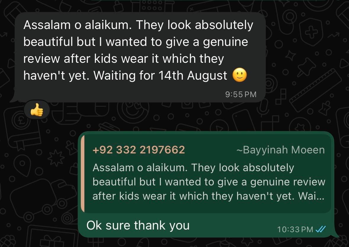 Customer review shared with Little Maryam