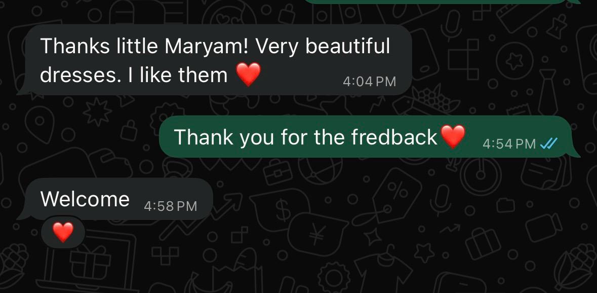 Customer review shared with Little Maryam