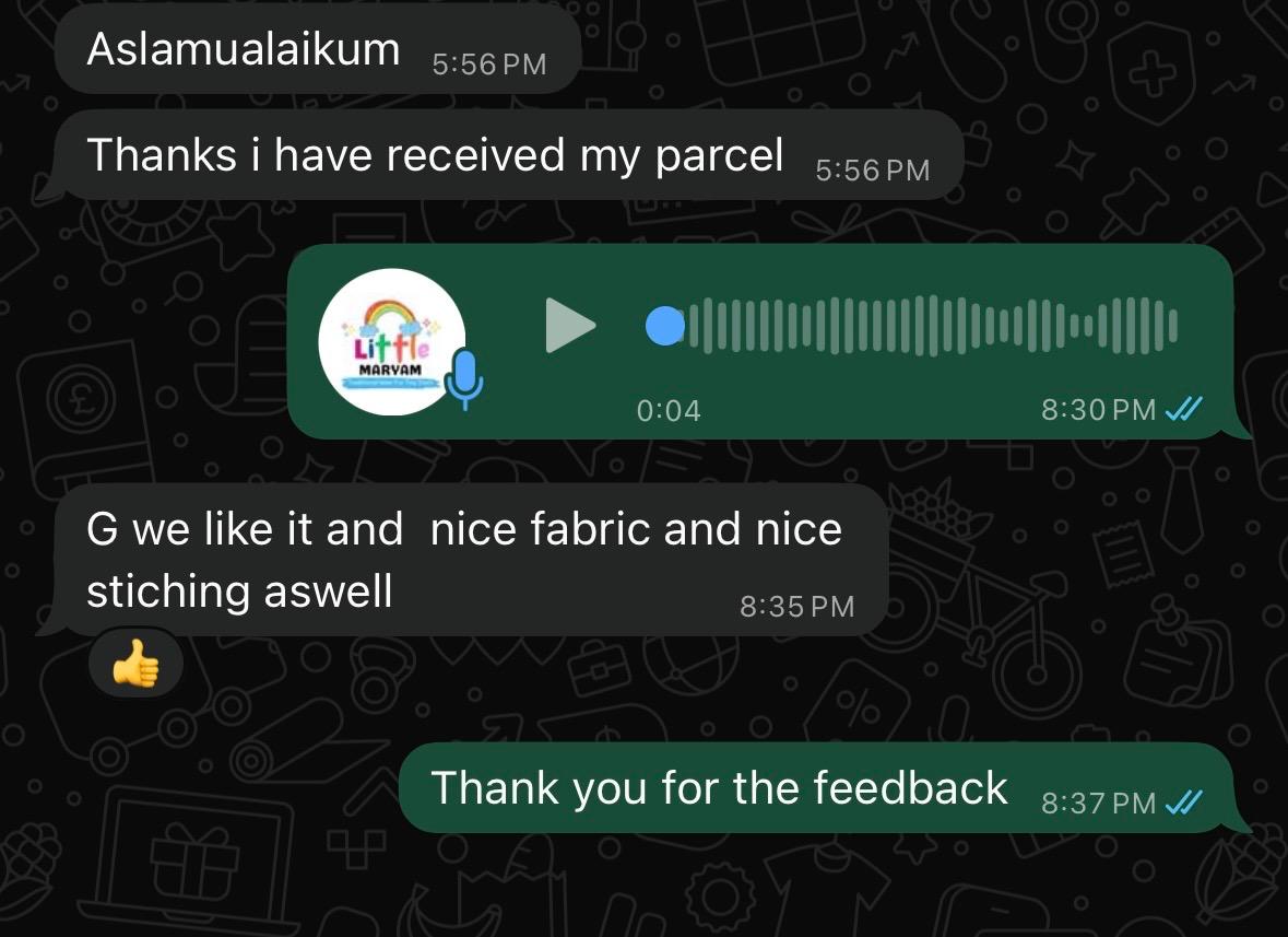 Customer review shared with Little Maryam