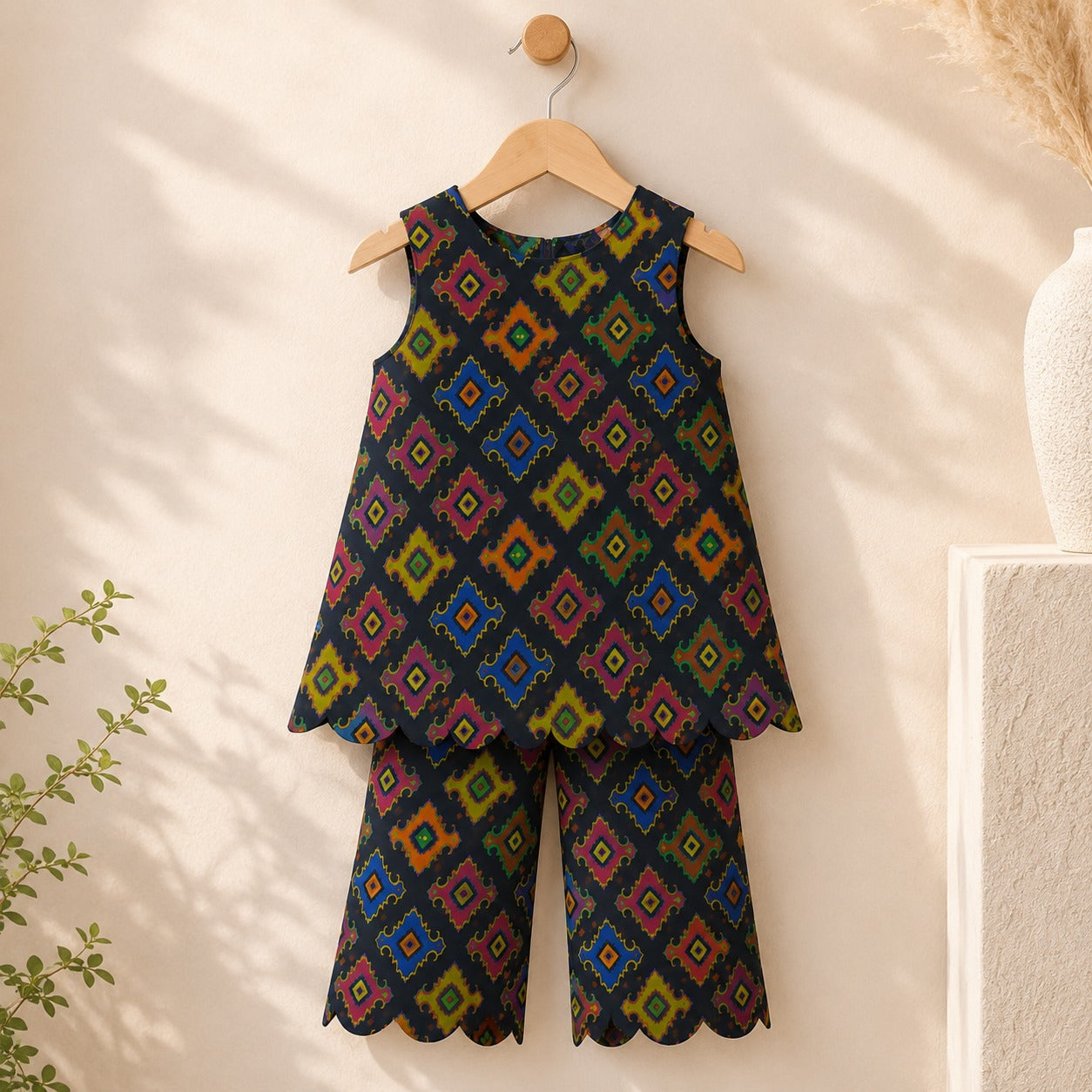 Midnight Charm Kurti Set side view - baby girl kurti set by Little Maryam