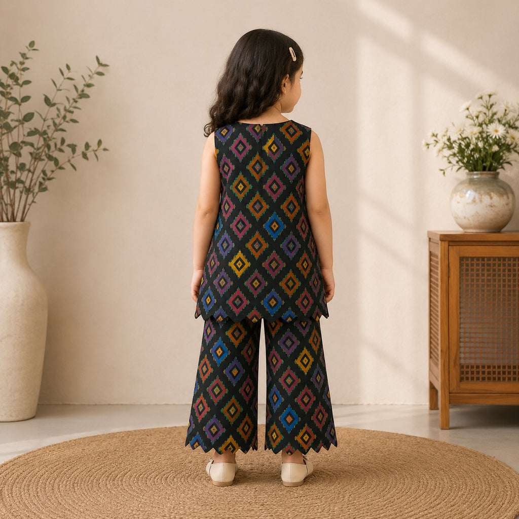 Midnight Charm Kurti Set outfit view - baby girl kurti set by Little Maryam