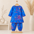 Blue Blossom Baby Shalwar Kameez side view - baby shalwar kameez by Little Maryam