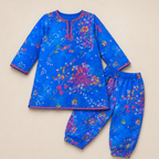 Blue Blossom Baby Shalwar Kameez detail view - baby shalwar kameez by Little Maryam