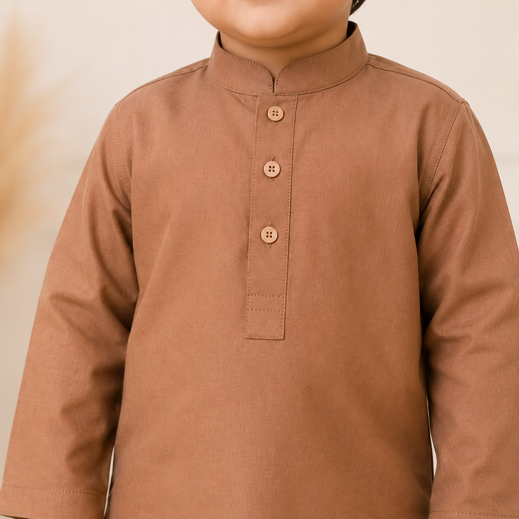 Camel Brown Baby Boy Shalwar Kameez side view - baby boy Pakistani outfit by Little Maryam