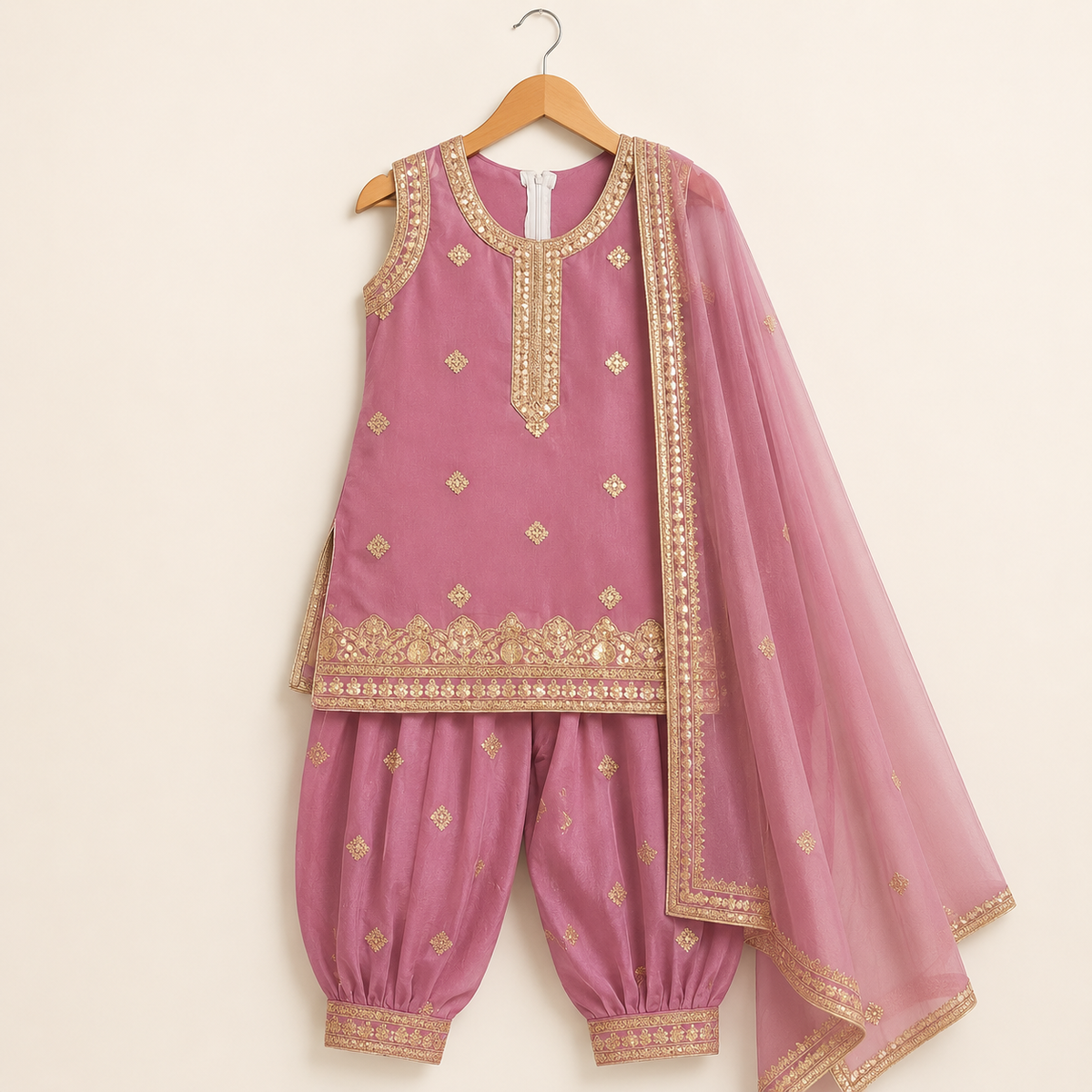 Rose Mehfil Embroidered 3-Piece outfit view - Heritage Collection by Little Maryam