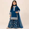 Zinc Noor Embroidered Gharara Set front view - girls wedding wear Pakistan by Little Maryam