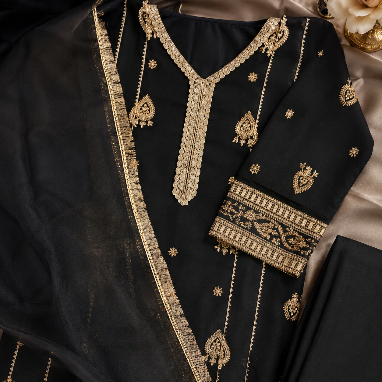Noir Baby Girl Shalwar Kameez outfit view - baby shalwar kameez by Little Maryam