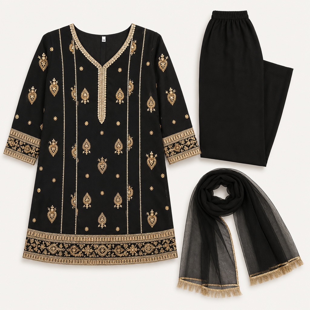 Noir Baby Girl Shalwar Kameez fabric detail - baby shalwar kameez by Little Maryam