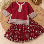 Garnet Baby Girl Gharara Set detail view - baby girl gharara set by Little Maryam