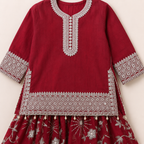 Garnet Baby Girl Gharara Set outfit view - baby girl gharara set by Little Maryam