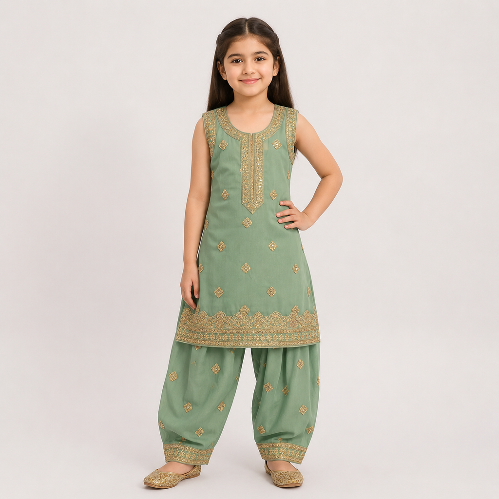 Gulnaar Baby Girl Shalwar Kameez front view - baby shalwar kameez by Little Maryam