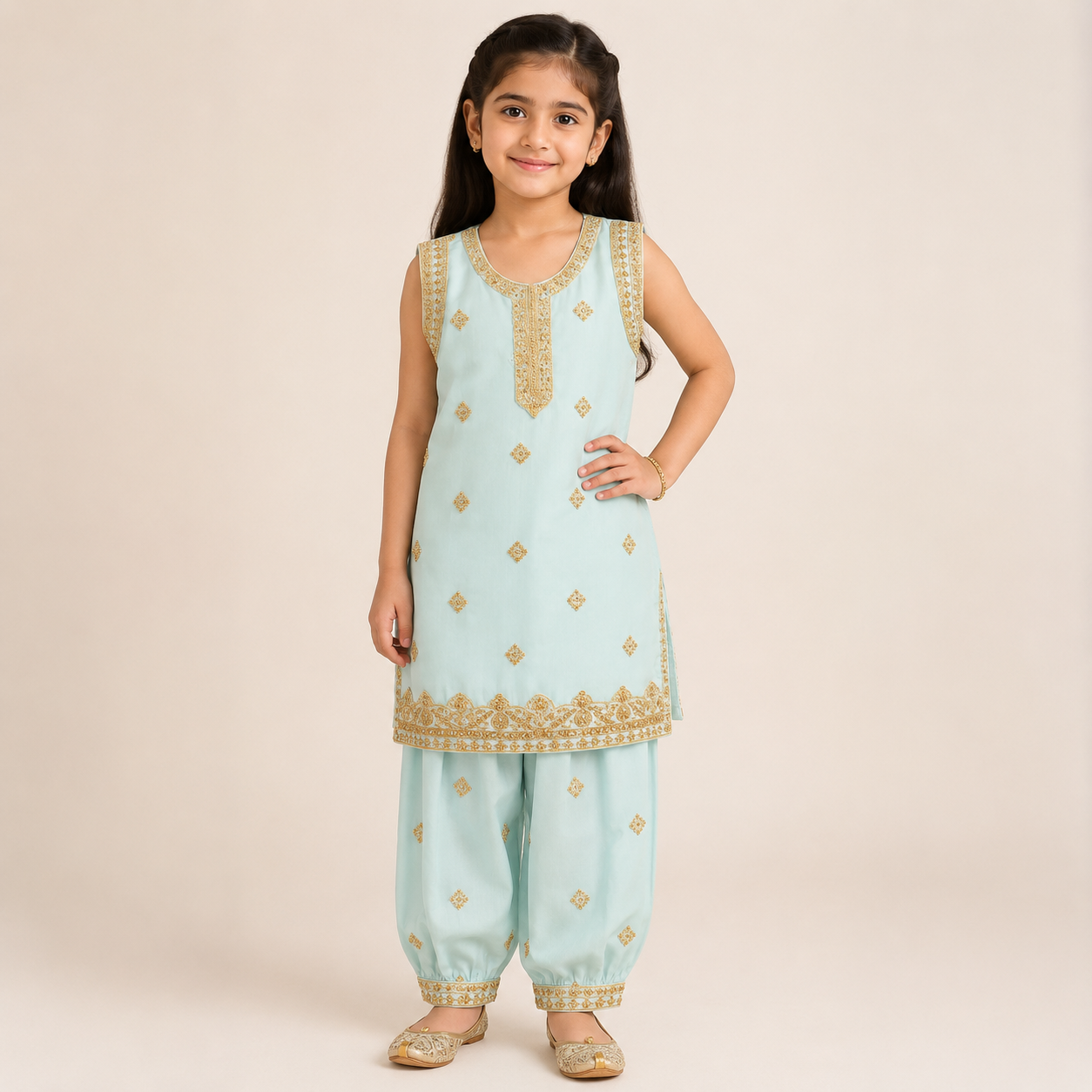 Neelam Baby Girl Shalwar Kameez front view - baby shalwar kameez by Little Maryam