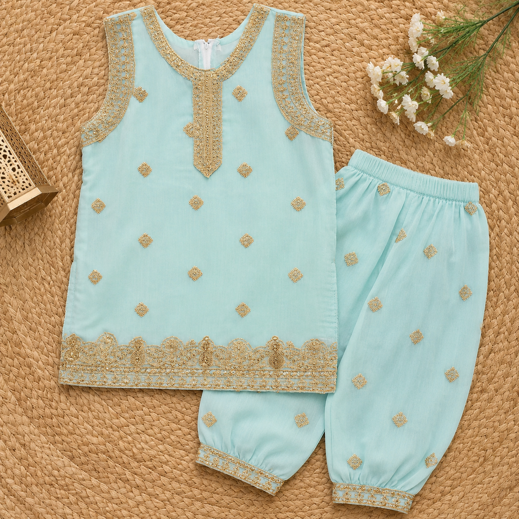 Neelam Baby Girl Shalwar Kameez detail view - baby shalwar kameez by Little Maryam