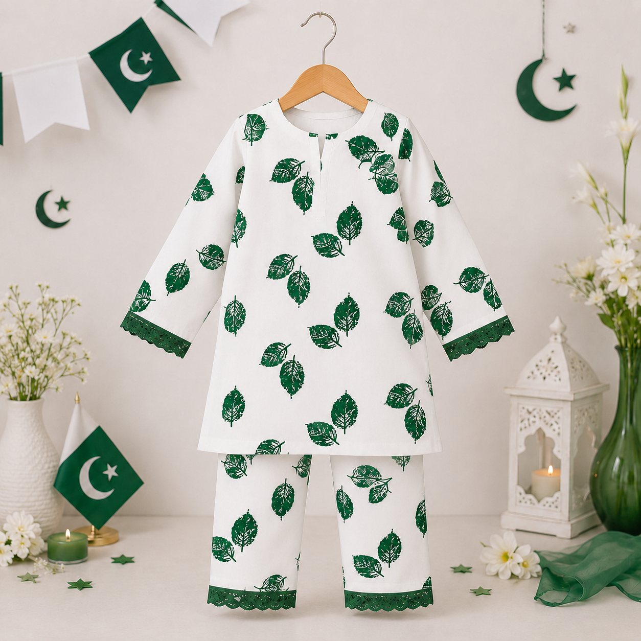 Independence Bloom Baby Girl Kurti Set outfit view - baby girl kurti set by Little Maryam