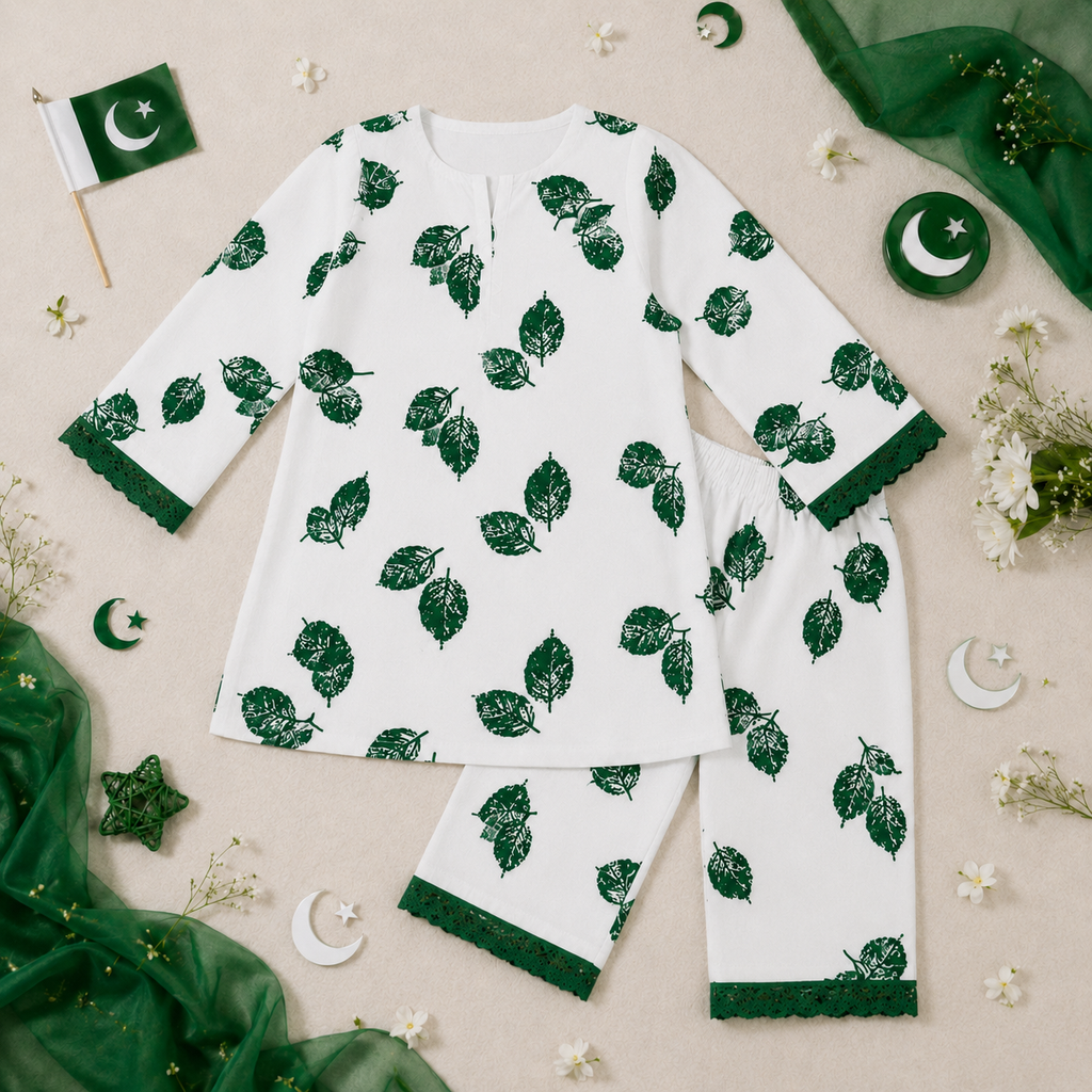 Independence Bloom Baby Girl Kurti Set detail view - baby girl kurti set by Little Maryam