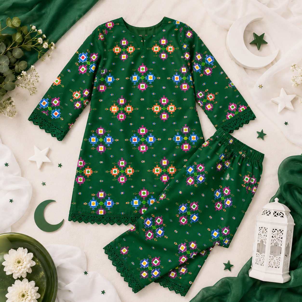 14 August Heritage Baby Girl Kurti Set detail view - baby girl kurti set by Little Maryam