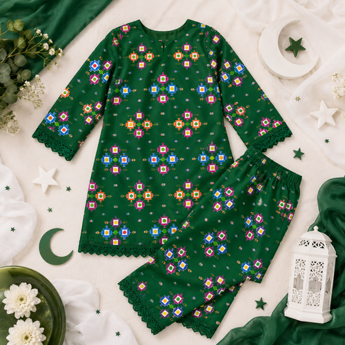 14 August Heritage Baby Girl Kurti Set detail view - baby girl kurti set by Little Maryam