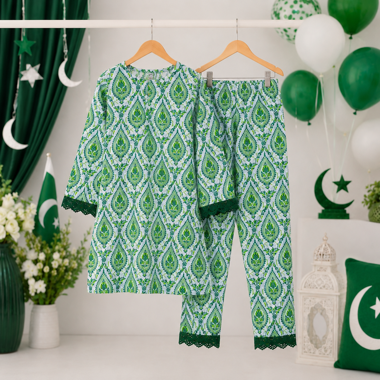 Emerald Pakistan Baby Girl Kurti Set outfit view - baby girl kurti set by Little Maryam