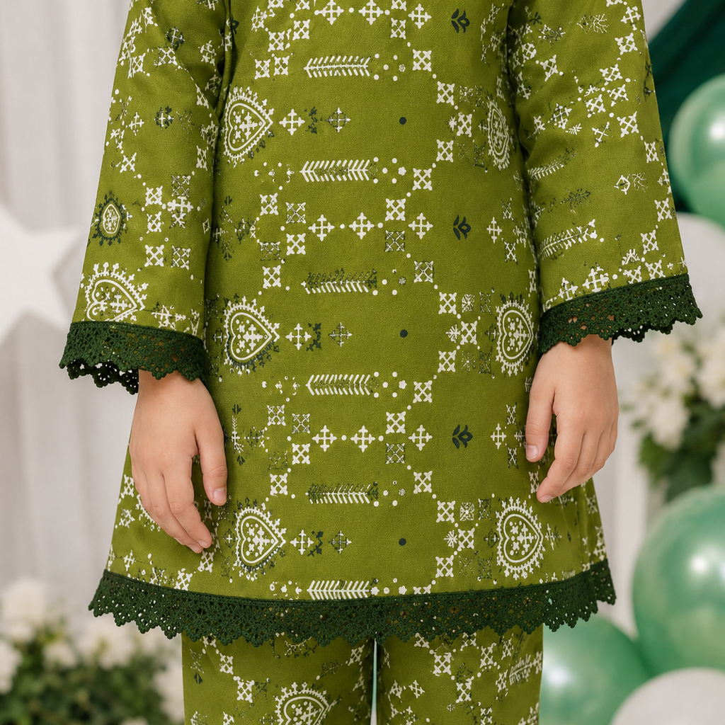 Little Patriot Baby Girl Kurti Set fabric detail - baby girl kurti set by Little Maryam
