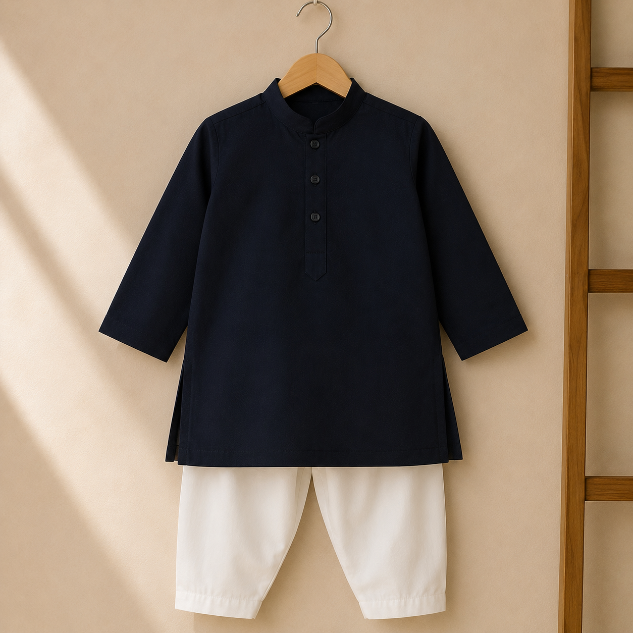 Black Boski Kurta Shalwar fabric detail - baby boy Pakistani outfit by Little Maryam
