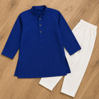 Royal Blue Boski Kurta Shalwar detail view - baby boy Pakistani outfit by Little Maryam