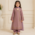 Dusty Purple Embroidered 3-Piece Girls Suit with Dupatta