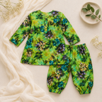 Green Floral Shalwar Kameez detail view - baby shalwar kameez by Little Maryam