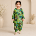 Green Floral Shalwar Kameez front view - baby shalwar kameez by Little Maryam
