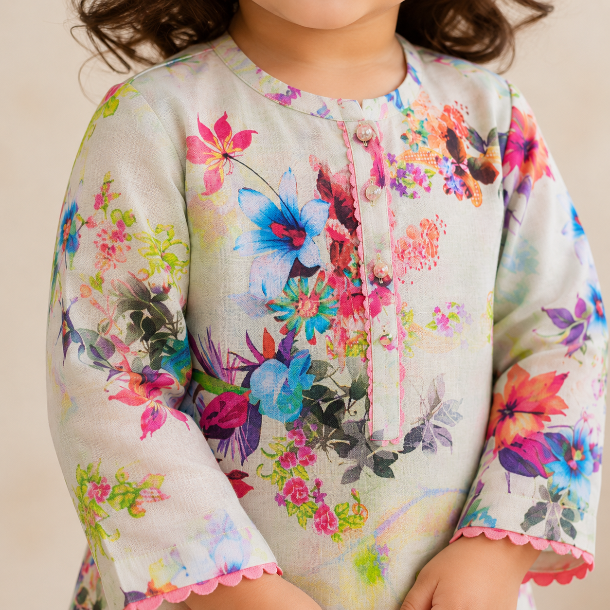 Floral Bloom Baby Shalwar Kameez side view - baby shalwar kameez by Little Maryam