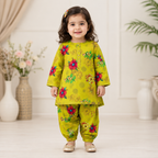 Lime Bloom Baby Shalwar Kameez front view - baby shalwar kameez by Little Maryam