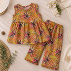 Golden Bloom Frock Set detail view - baby girl frock set by Little Maryam