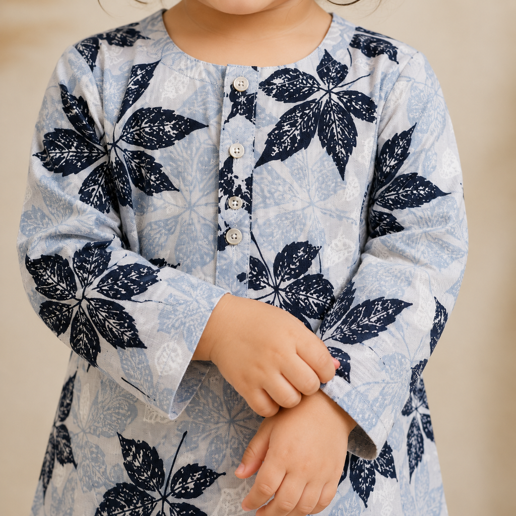 Noor Leaf Shalwar Kameez fabric detail - baby shalwar kameez by Little Maryam