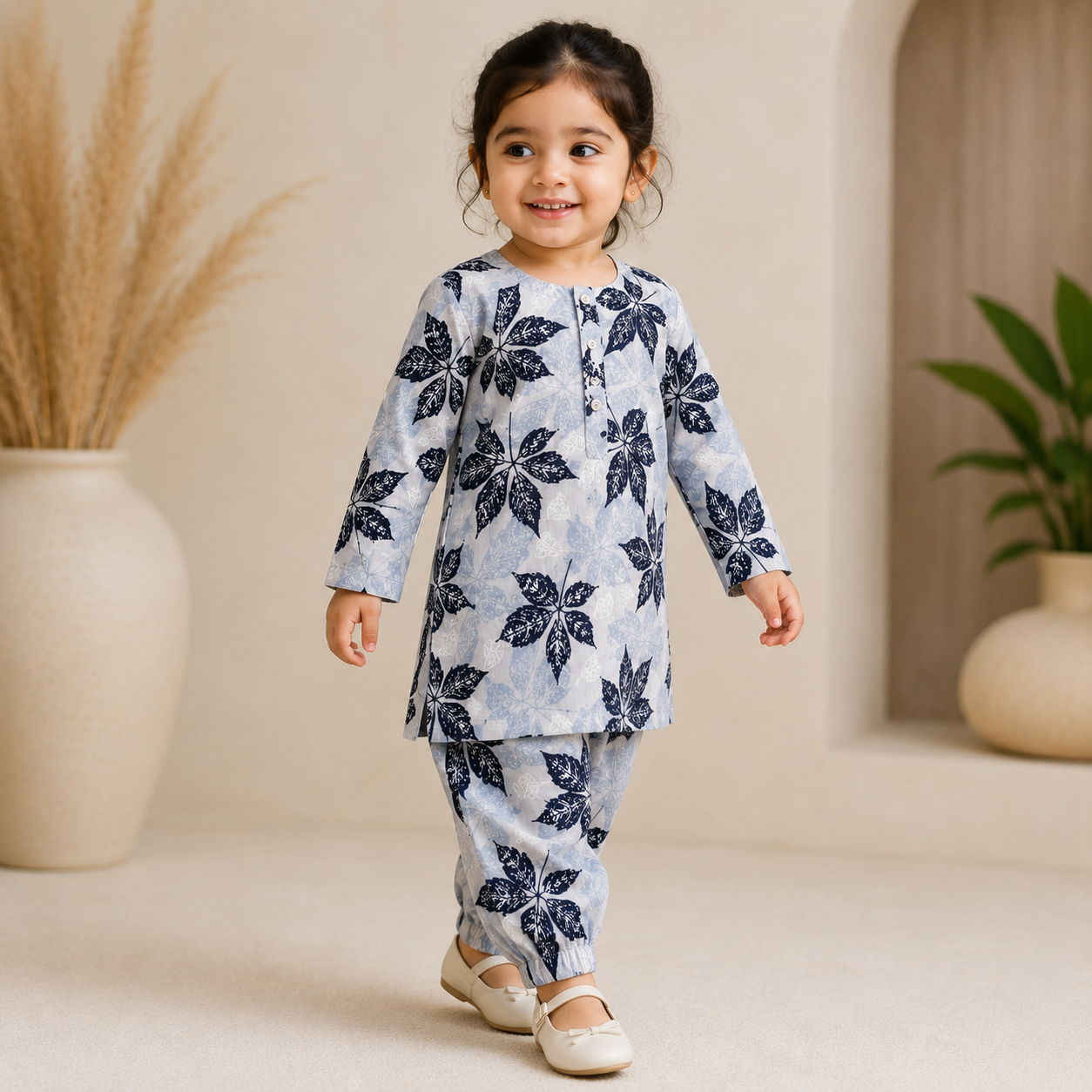 Noor Leaf Shalwar Kameez side view - baby shalwar kameez by Little Maryam
