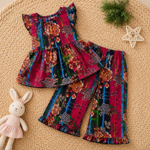 Blossom Rose Frock Set detail view - baby girl frock set by Little Maryam