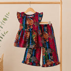 Blossom Rose Frock Set side view - baby girl frock set by Little Maryam