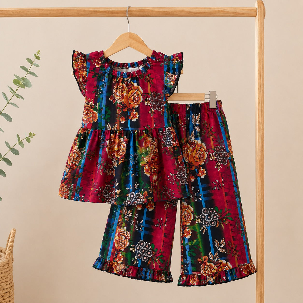 Blossom Rose Frock Set side view - baby girl frock set by Little Maryam