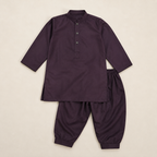 Plum Boski Shalwar Kameez detail view - baby boy Pakistani outfit by Little Maryam