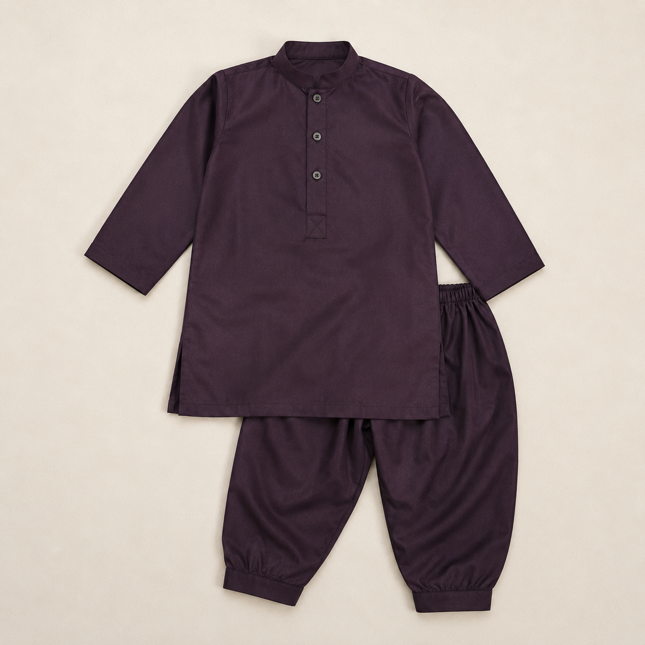 Plum Boski Shalwar Kameez detail view - baby boy Pakistani outfit by Little Maryam
