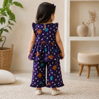 Royal Plum Frock Set side view - baby girl frock set by Little Maryam