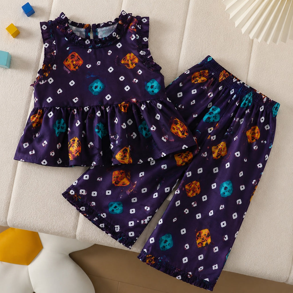 Royal Plum Frock Set detail view - baby girl frock set by Little Maryam
