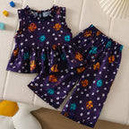 Royal Plum Frock Set detail view - baby girl frock set by Little Maryam