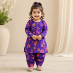 Purple Blossom Baby Girl Shalwar Kameez side view - baby shalwar kameez by Little Maryam