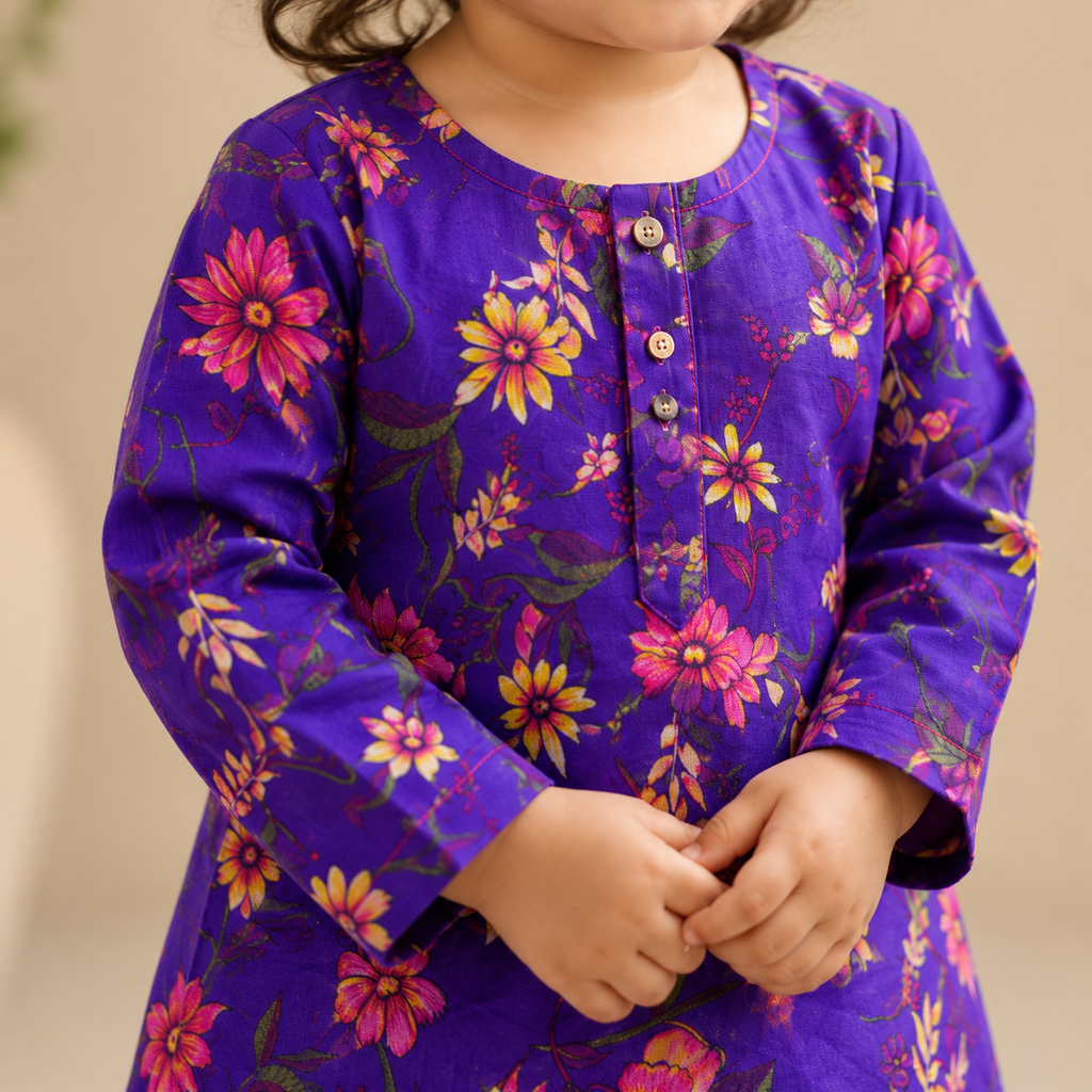 Purple Blossom Baby Girl Shalwar Kameez outfit view - baby shalwar kameez by Little Maryam