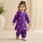 Purple Blossom Baby Girl Shalwar Kameez front view - baby shalwar kameez by Little Maryam