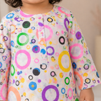 Rainbow Circles Baby Shalwar Kameez fabric detail - baby shalwar kameez by Little Maryam
