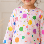 Rainbow Dots Shalwar Kameez fabric detail - baby shalwar kameez by Little Maryam