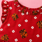 Scarlet Bloom Frock Set outfit view - baby girl frock set by Little Maryam