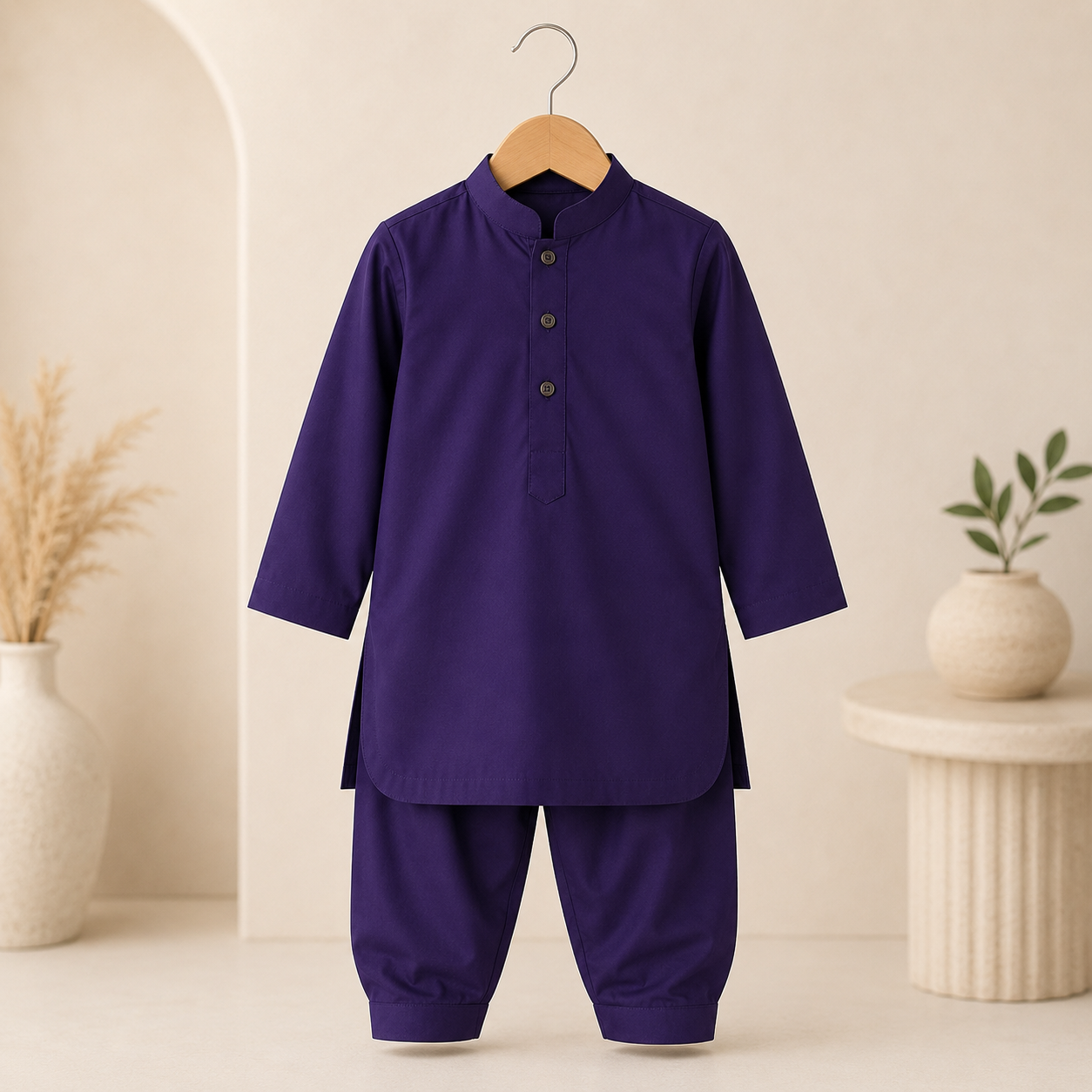 Royal Plum Baby Boy Shalwar Kameez outfit view - baby boy Pakistani outfit by Little Maryam