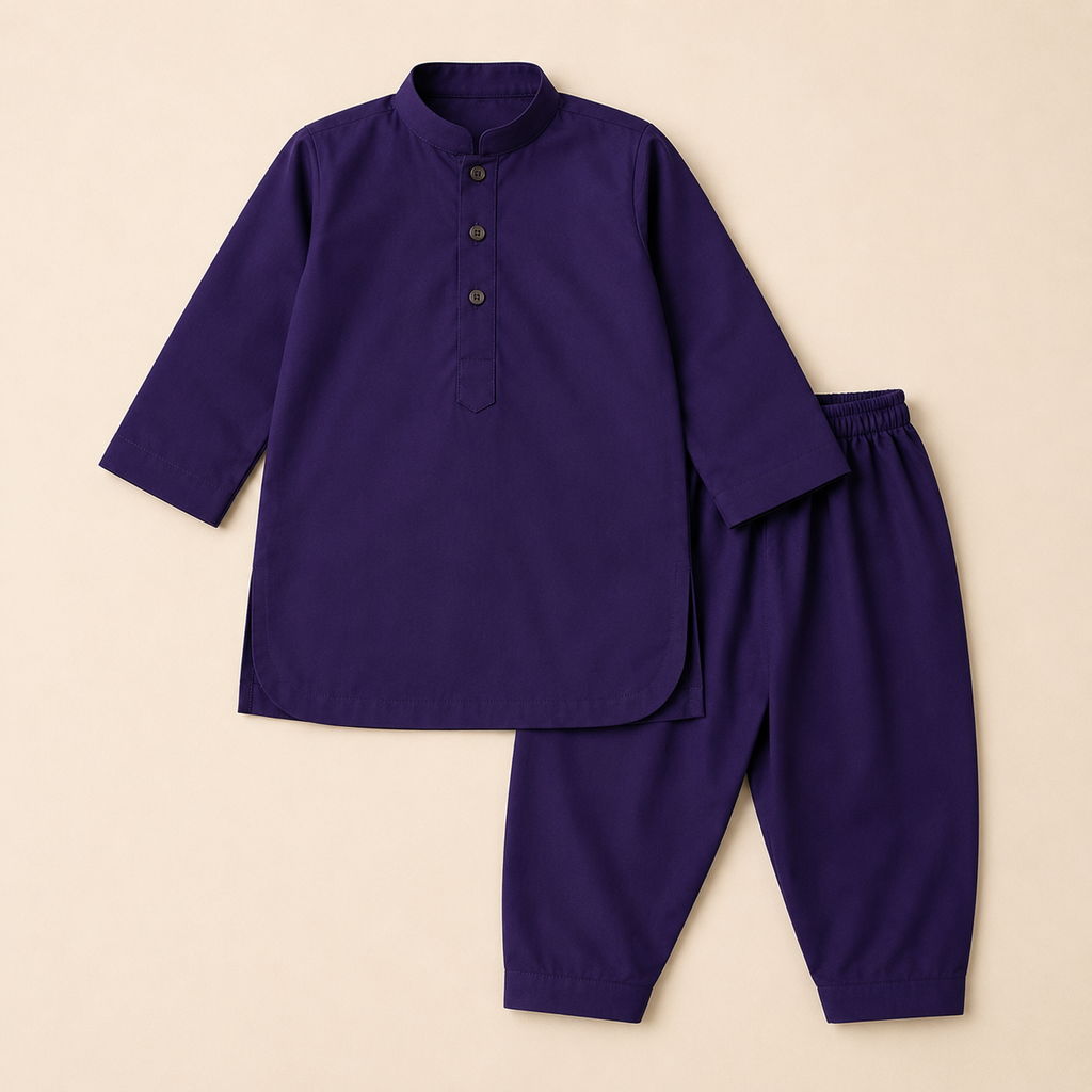 Royal Plum Baby Boy Shalwar Kameez detail view - baby boy Pakistani outfit by Little Maryam