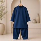 Sapphire Boski Set fabric detail - baby boy Pakistani outfit by Little Maryam